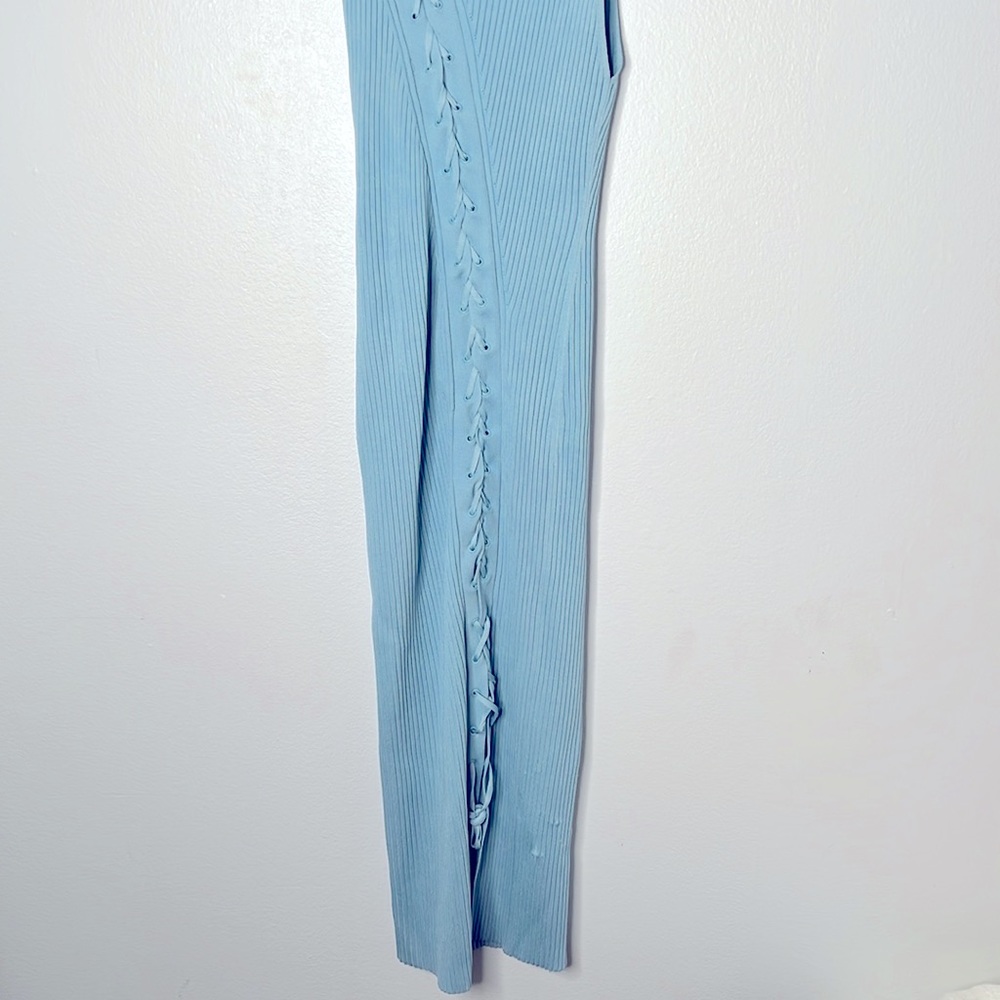 JONATHAN SIMKHAI Ava Blue Lace-Up Stretch-Knit Midi Dress - Picture 9 of 10